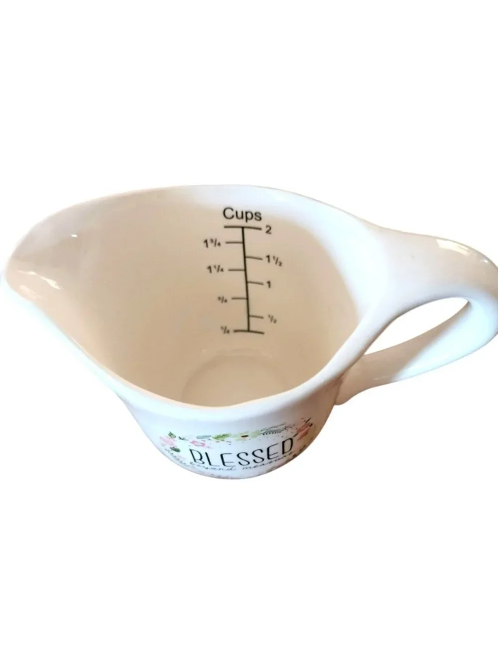 Cracker Barrel Stoneware Pitcher Creamer Blessed Beyond Measure Floral Pink Rose